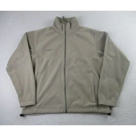 Columbia‎ Sportswear Sweater Mens Medium Full Zip Beige Fleece Pockets Outdoor M